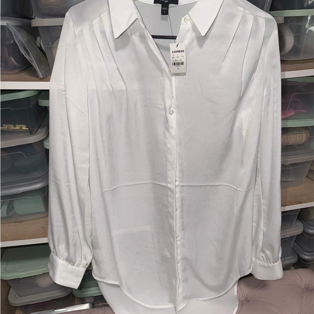 Express Women's Classic White Button-Down Shirt